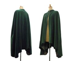 画像2: OLD Europe Velvet Cape　color : GREEN　size Free (表記 なし) (2)