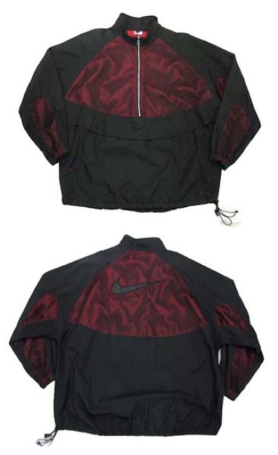 画像1: 1990's~ "NIKE" Pullover Nylon Jacket　BLACK / RED　size L (表記 L)