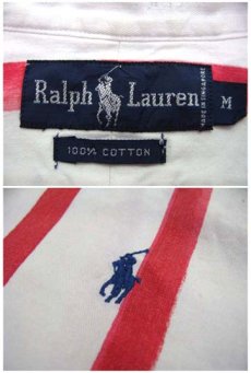 画像4: "Ralph Lauren" Stripe B/D Shirts　WHITE / RED　size M (表記 XL) (4)
