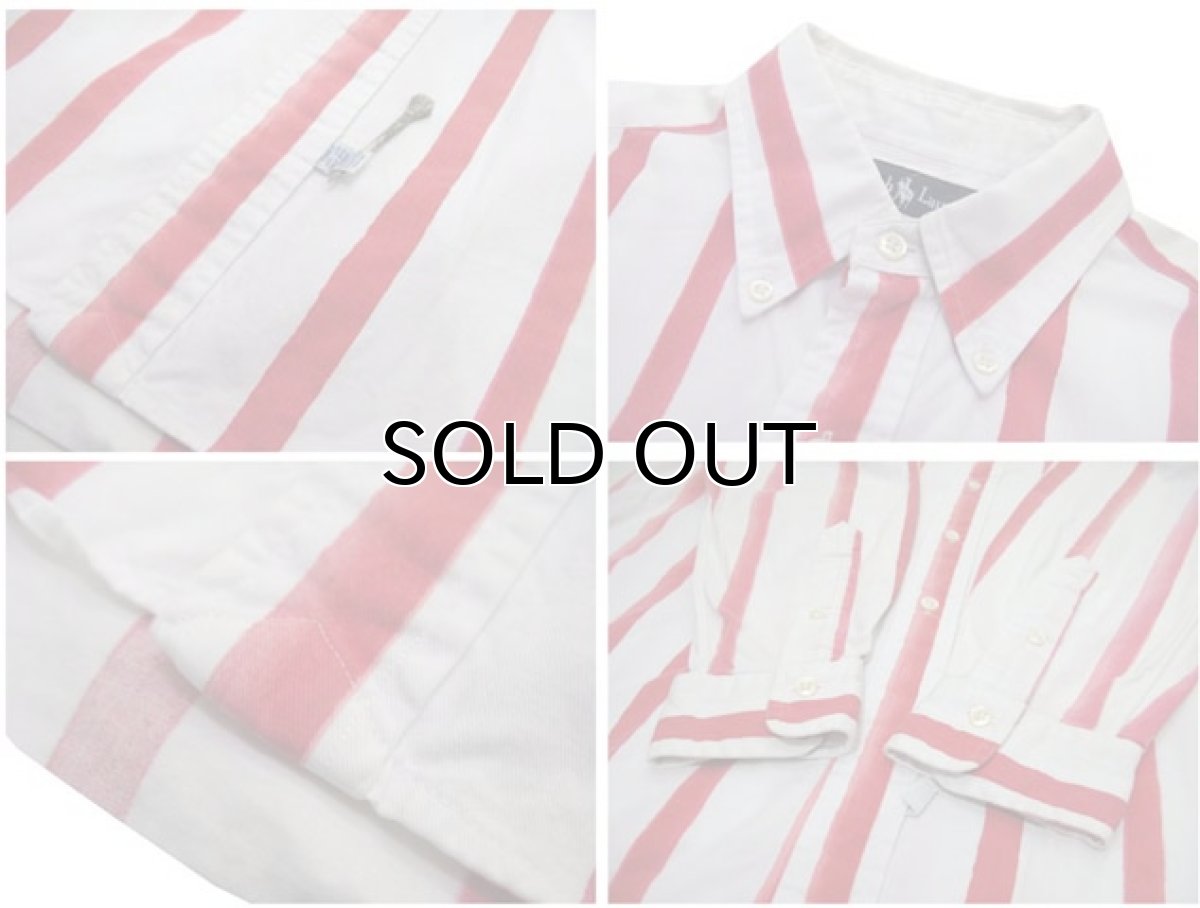 画像5: "Ralph Lauren" Stripe B/D Shirts WHITE / RED size M (表記 XL) (5)