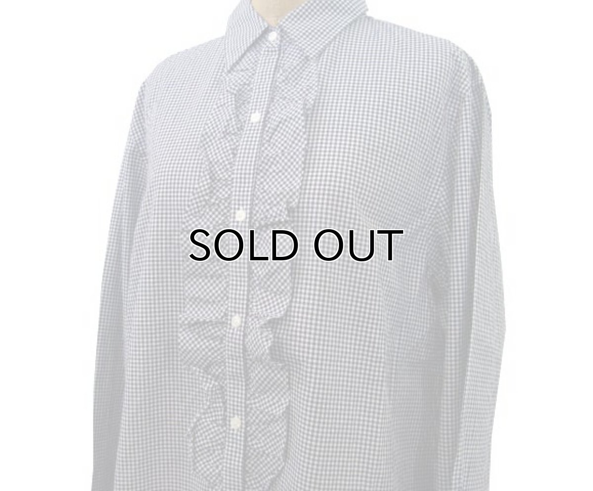 画像4: "LAUREN Ralph Lauren" Gingham Check Frill Shirts　BLACK / WHITE　size S (表記 Women's L) (4)