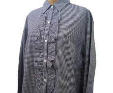 画像4: "LAUREN Ralph Lauren" Gingham Check Frill Shirts　BLACK / WHITE　size S (表記 Women's L) (4)