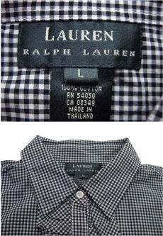 画像5: "LAUREN Ralph Lauren" Gingham Check Frill Shirts　BLACK / WHITE　size S (表記 Women's L) (5)