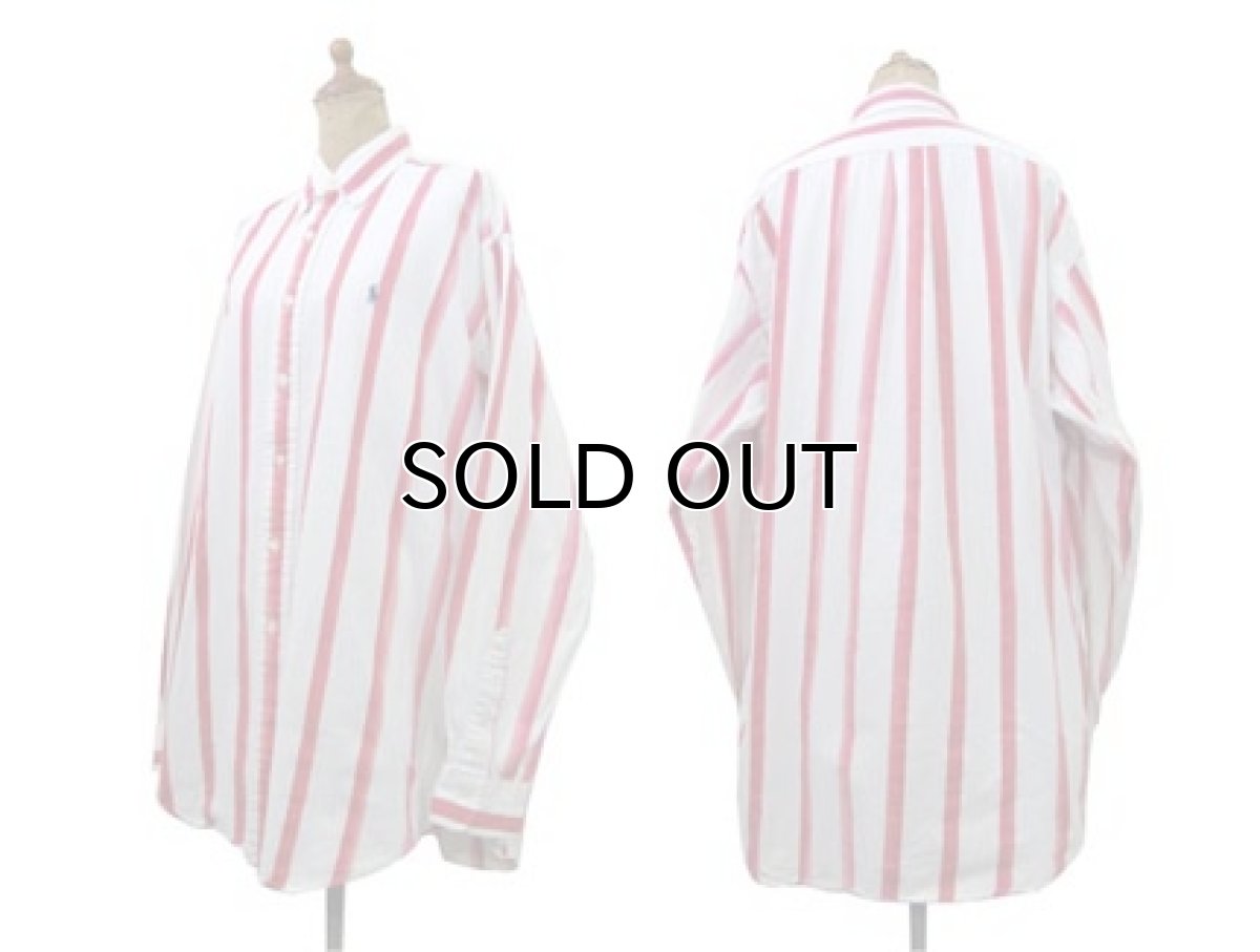 画像2: "Ralph Lauren" Stripe B/D Shirts WHITE / RED size M (表記 XL) (2)