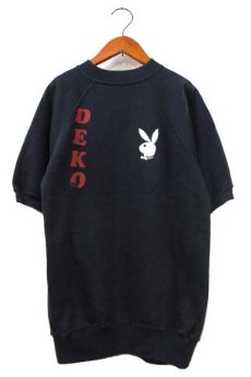 画像1: ~1980's "PLAY BOY" Short Sleeve Sweat Shirts　BLACK　size S (表記 SMALL) (1)