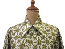 画像5: 1970's "MIDOPA" L/S Polyester Shirts　YELLOW系  総柄　size S-M (表記 なし) (5)