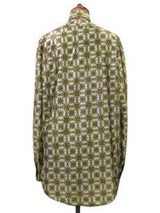 画像2: 1970's "MIDOPA" L/S Polyester Shirts　YELLOW系  総柄　size S-M (表記 なし) (2)