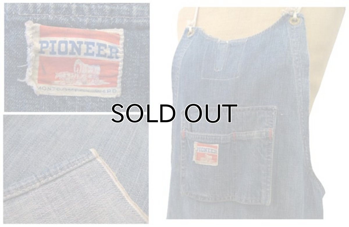 画像3: 1950's Montgomery Ward "PIONEER" Denim Worker Apron Indigo Blue (3)