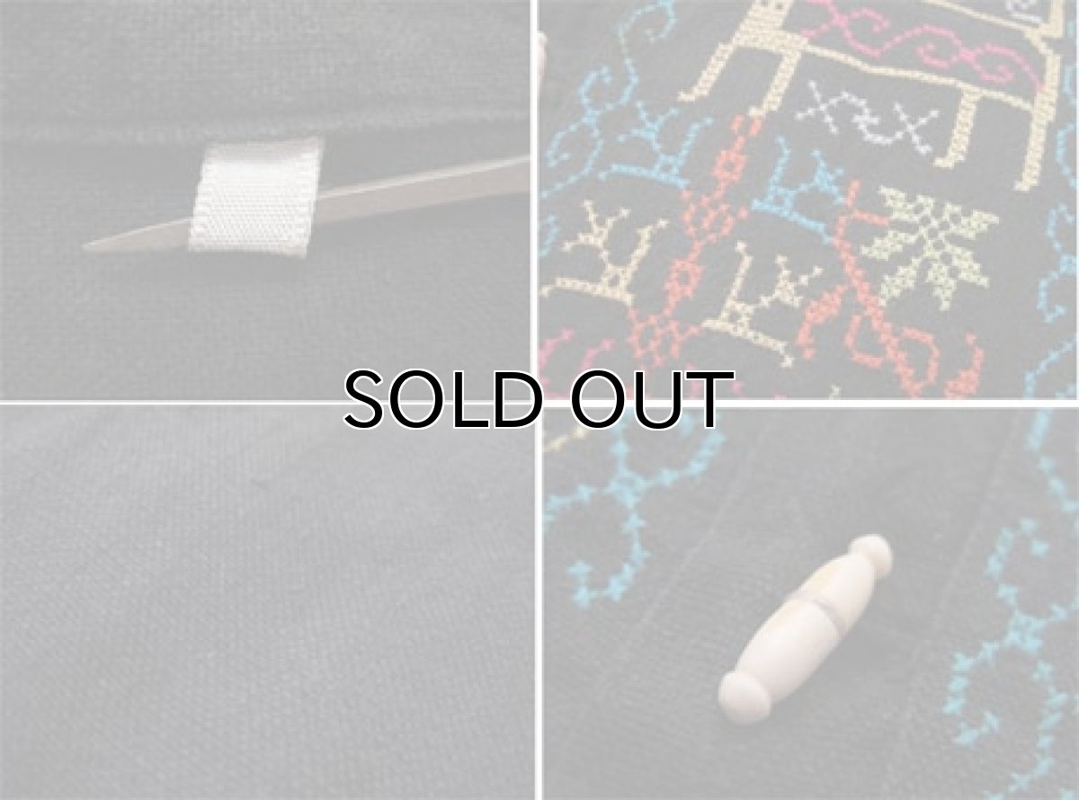 画像4: 1970's L/S Embroidery Cotton Shirts BLACK size M-L (表記 なし) (4)