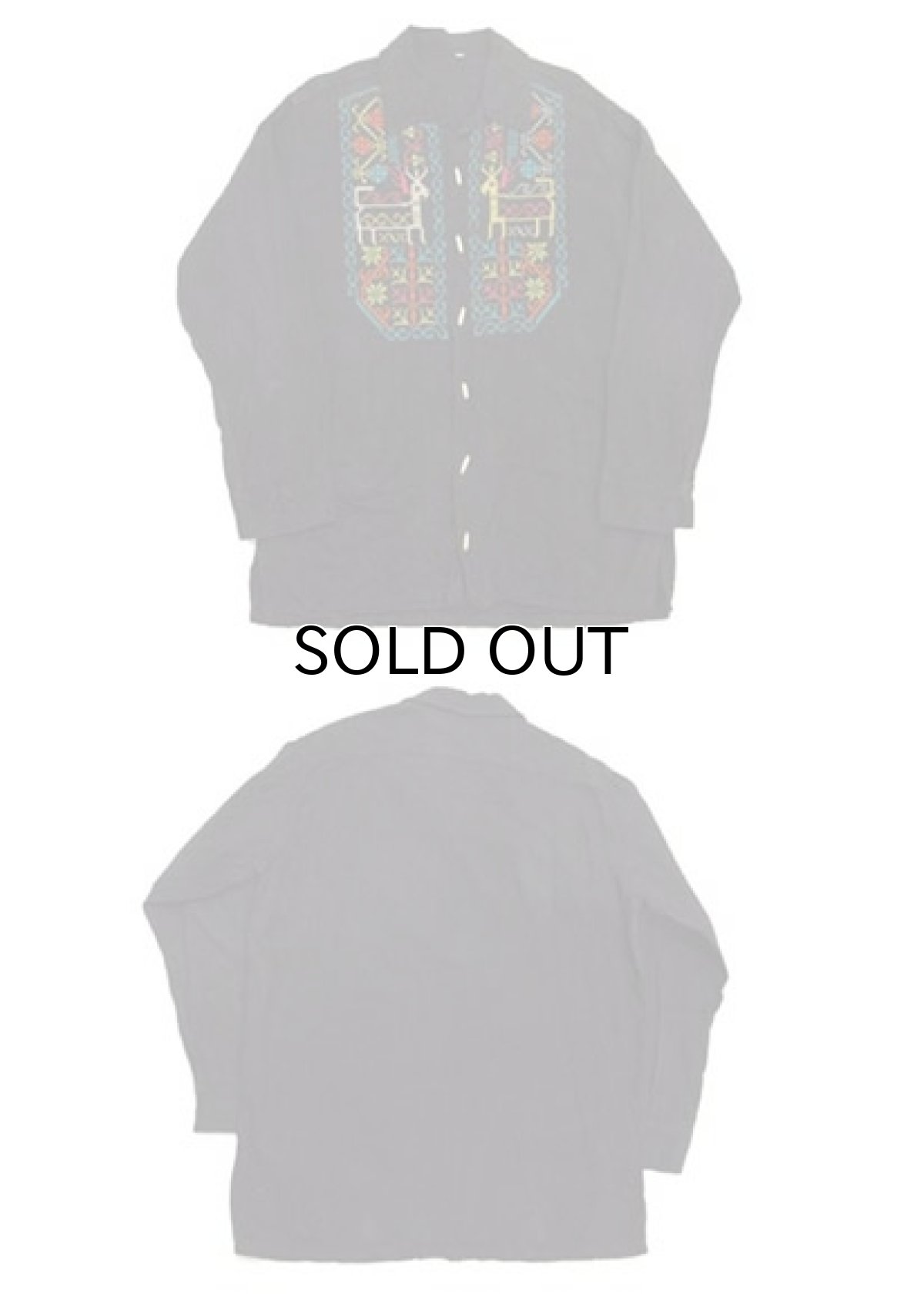 画像3: 1970's L/S Embroidery Cotton Shirts BLACK size M-L (表記 なし) (3)