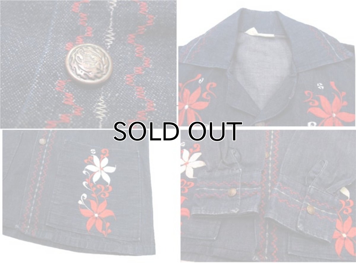 画像4: 1970's "Ruben's sa" L/S Embroidery Denim Shirts Blue Denim size S-M (表記 34) (4)