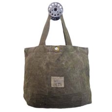 画像1: " Note and Pen "retouch" Medium Tote Bag  -1950's French Military Linen Duffle-　BROWN (1)