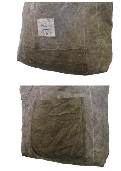 画像2: " Note and Pen "retouch" Medium Tote Bag  -1950's French Military Linen Duffle-　BROWN