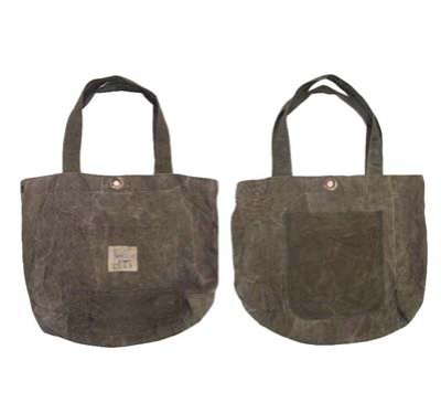 画像1: " Note and Pen "retouch" Medium Tote Bag  -1950's French Military Linen Duffle-　BROWN