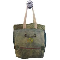 画像1: " Note and Pen "retouch" Tote Bag  -OLD US Military Duffle Bag + other fabric-　OLIVE (1)