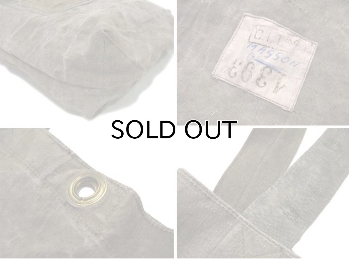 画像5: " Note and Pen "retouch" Medium Tote Bag  -1950's French Military Linen Duffle- BROWN (5)