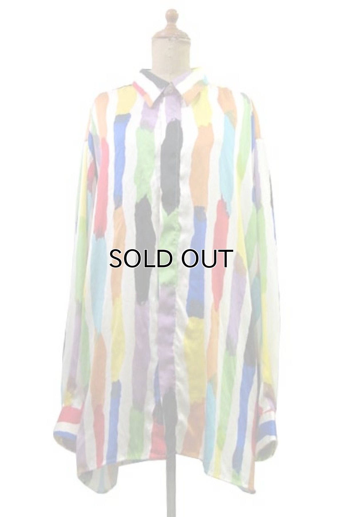 画像1: 00's~ "Genelli" Design L/S Silk Shirts　Multi color　size XL~ (表記 XXL) (1)