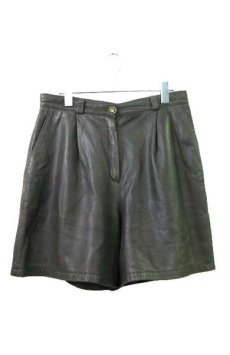 画像1: 1980's "LAMMNAPPA" Europe Leather Short Pants　OLIVE　size w31.5 inch (表記 不明)　 (1)
