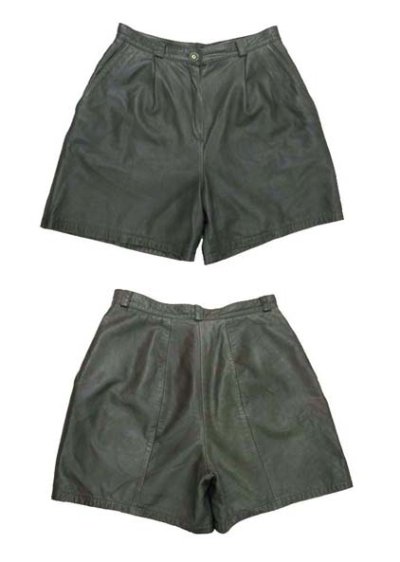 画像1: 1980's "LAMMNAPPA" Europe Leather Short Pants　OLIVE　size w31.5 inch (表記 不明)　