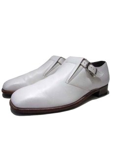 画像1: Johnston & Murphy "Aristocraft" Square Toe Leather Strap Shoes　WHITE　size 81/2 B  (1)