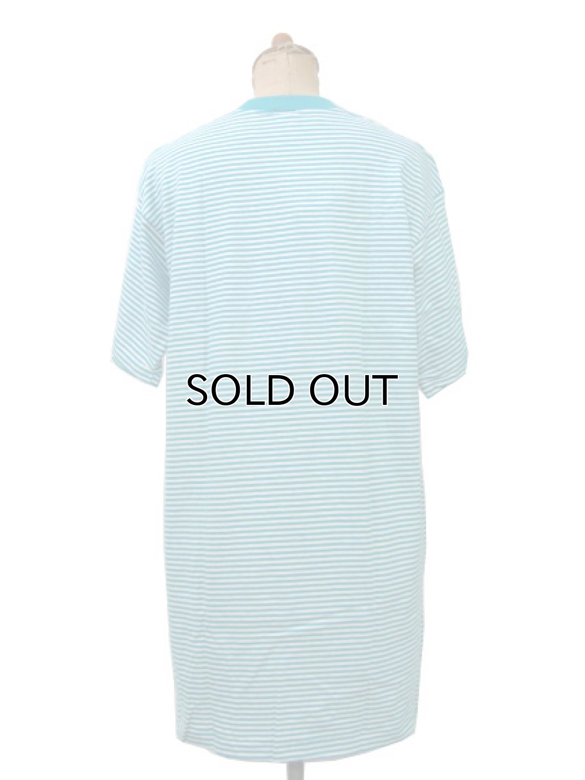 画像2: 1990's~ "TOWNCRAFT" Border Pocket T-Shirts DEADSTOCK GREEN / WHITE size M-L (表記 M) (2)