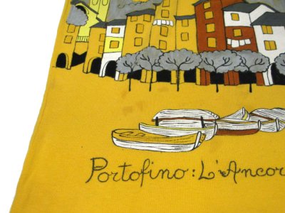 画像1: 1980's "ANCORA" Henley Neck Print T-Shirts　YELLOW　size S (表記 1)