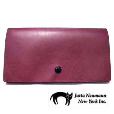 画像1: "JUTTA NEUMANN" Leather Wallet "the Waiter's Wallet"  color : Burgundy / Yellow 長財布 (1)