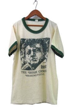 画像1: 1980's "Brendan BEHAN" Ringer T-Shirts　NATURAL / GREEN　size S (表記 不明) (1)