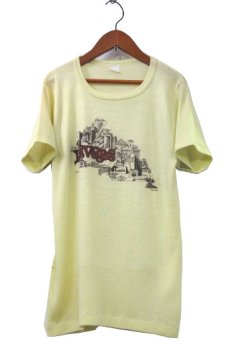 画像1: 1970's~ "LAS VEGAS" Print Rib T-Shirts　Pale Yellow　size S (表記 不明) (1)