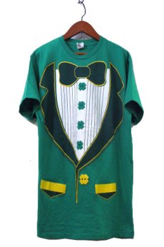 画像1: 1990's "Startee" Tuxedo Print T-Shirts　GREEN　size S (表記 S) (1)