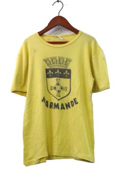 画像1: 1970's~ OLD Europe "MARMANDE" Print T-Shirts　YELLOW　size S (表記 2-3) (1)