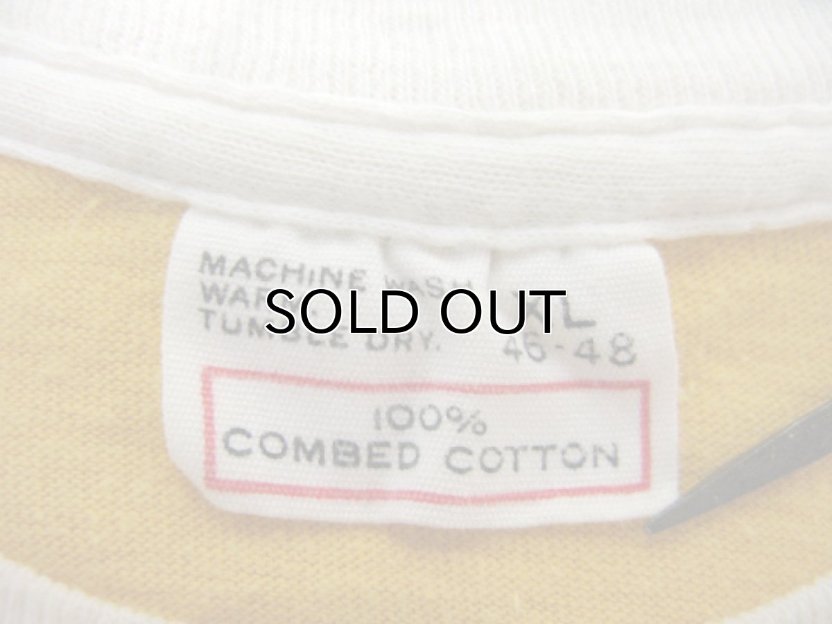 画像4: 1970's OLD Round Cut Trim T-Shirts YELLOW / WHITE size L-XL (表記 XL 46-48) (4)
