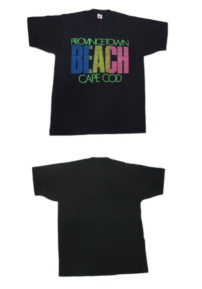 画像2: 1990's "Fruit of the Room" Neon Color Print T-Shirts　BLACK　size L (表記 L)
