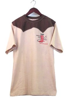 画像1: 1980's "OUTLAW" Western Yoke Print T-Shirts　BROWN / BEIGE　size S-M (表記 M) (1)