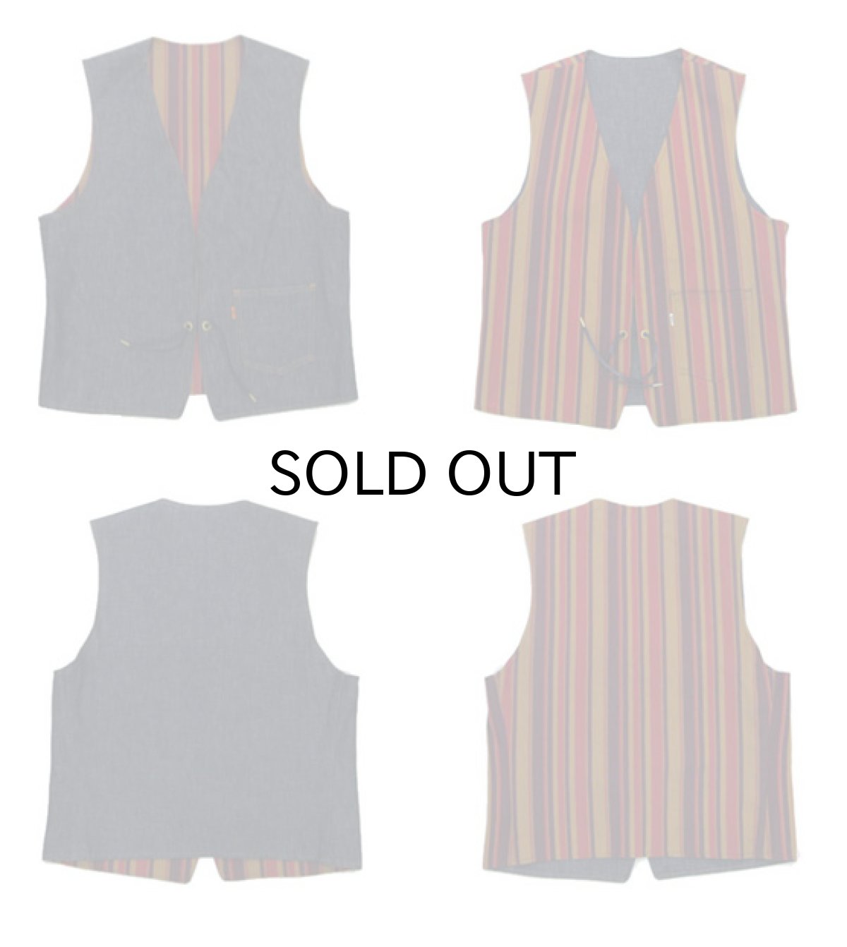 画像3: 1970's "LEVI'S" Reversible Vest Big "E" DEADSTOCK DENIM / STRIPE size L  (表記 無し) (3)
