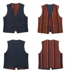 画像3: 1970's "LEVI'S" Reversible Vest Big "E" DEADSTOCK　DENIM / STRIPE　size L  (表記 無し) (3)