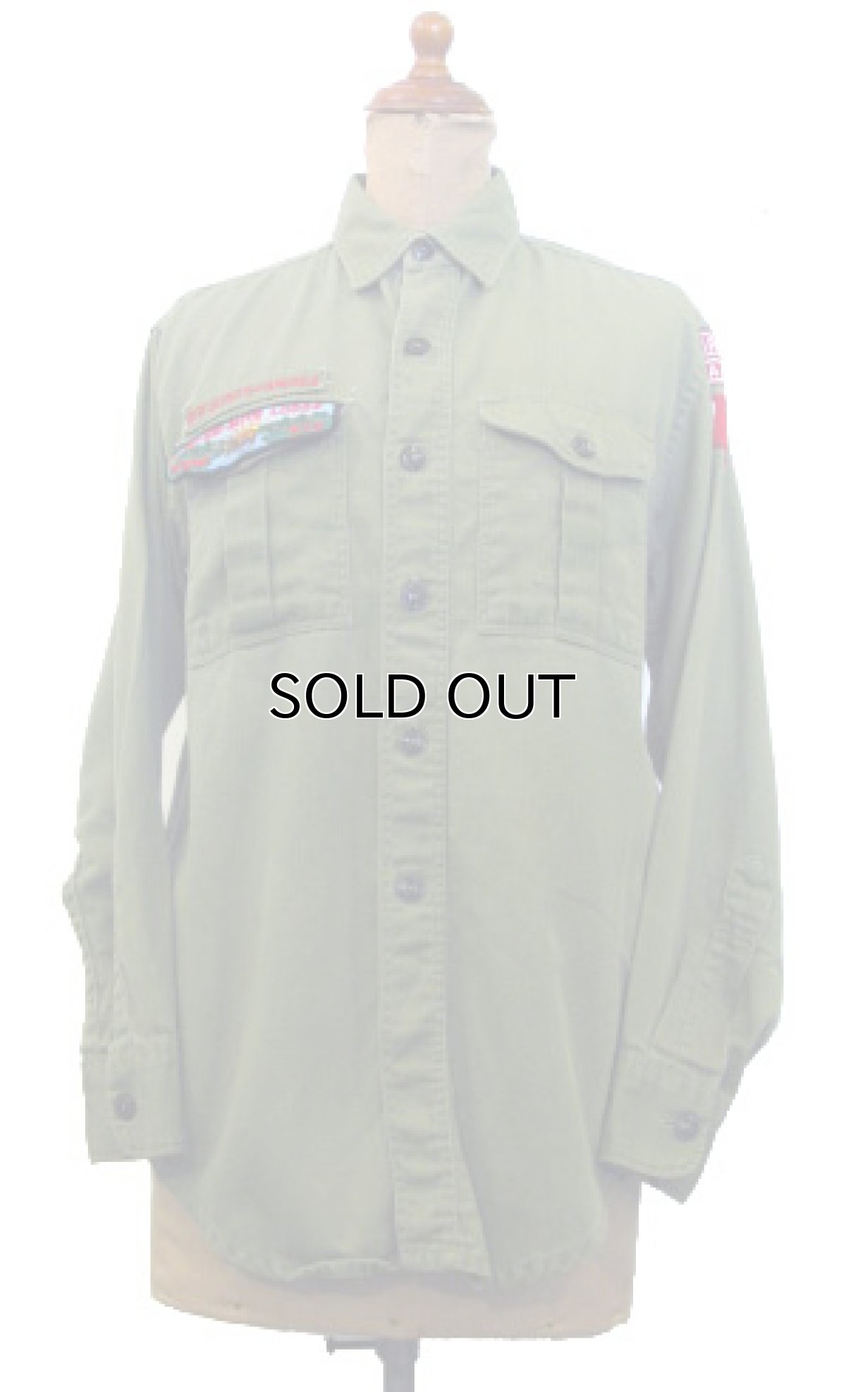 画像1: 1960's "BOY SCOUT" All Cotton L/S Shirts　OLIVE　size S  (表記 不明) (1)