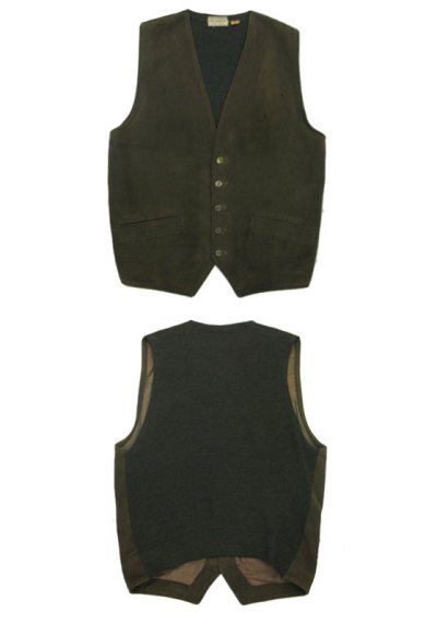 画像1: 1930's "Bloomingdales" Cotton / Wool Vest　Olive Green　size M (表記 M)