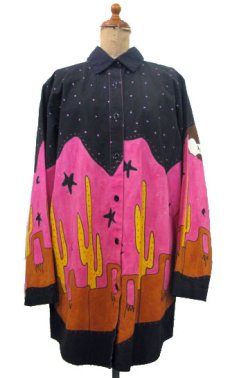 画像1: L/S Shirts "Paint Design"　BLACK / PINK　size L (表記 なし) (1)