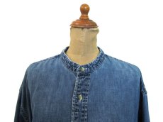 画像2: 1980's~ "Eddie Bauer" Standcollar L/S Denim Shirts　INDIGO BLUE　size M-L (表記 M) (2)