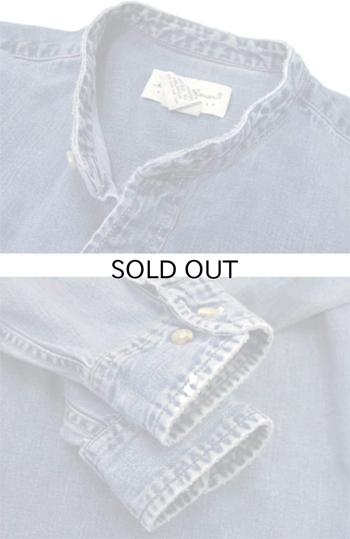 画像4: 1980's~ "Eddie Bauer" Standcollar L/S Denim Shirts INDIGO BLUE size M-L (表記 M) (4)