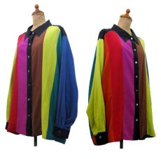 画像2: "Studio Silk" L/S Silk Shirts　Multi Color　size XL~ (表記 24W) (2)