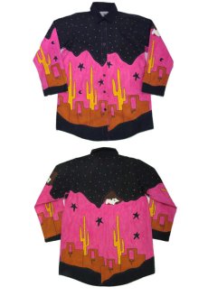 画像3: L/S Shirts "Paint Design"　BLACK / PINK　size L (表記 なし) (3)