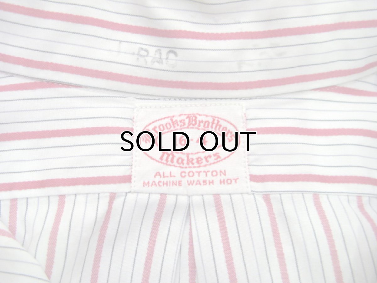 画像4: 1960's "Brooks Brothers" OLD L/S Stripe Shirts WHITE / RED size L (表記 16) (4)