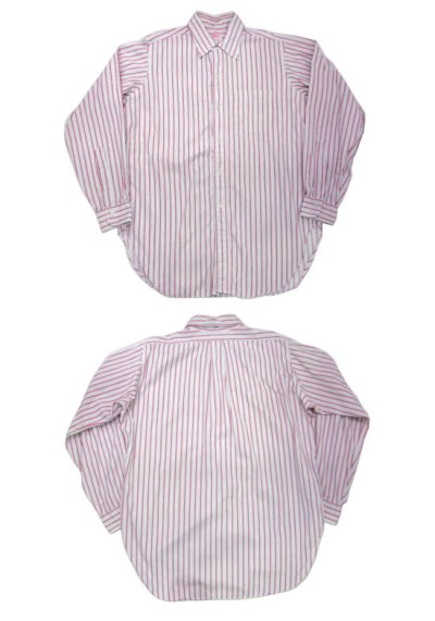 画像1: 1960's "Brooks Brothers" OLD L/S Stripe Shirts　WHITE / RED　size L (表記 16)