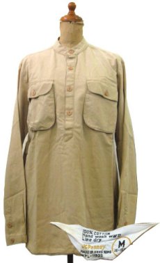 画像1: 1970's "J.C.Penny" Collarless Pullover Shirts　BEIGE　size M (表記 M 15 - 15 1/2) (1)