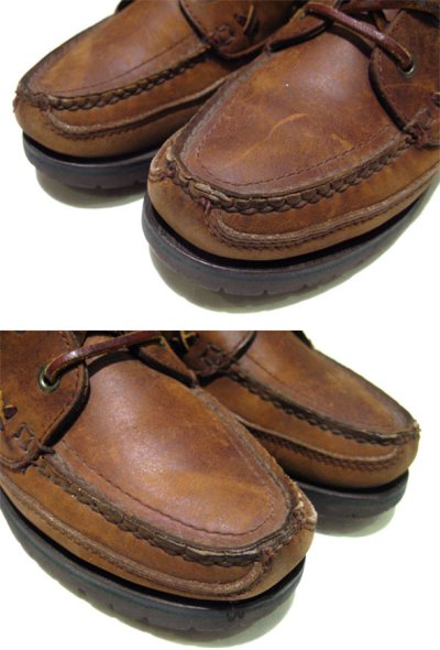 画像1: ~1990's "Polo Country - Ralph Lauren" Leather Deck Shoes　BROWN　size 8 B (25cm)