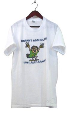 画像1: 1980's Health Knit "Alcohol" Print T-Shirts　WHITE　size M (表記 L) (1)