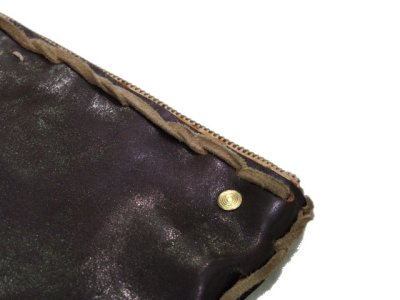 画像1: "ALL HANDMADE" Leather Clutch Letter Bag　D.BROWN