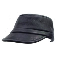 画像1: "NewYorkHat" Leather Worker Cap　made in USA　BLACK (1)